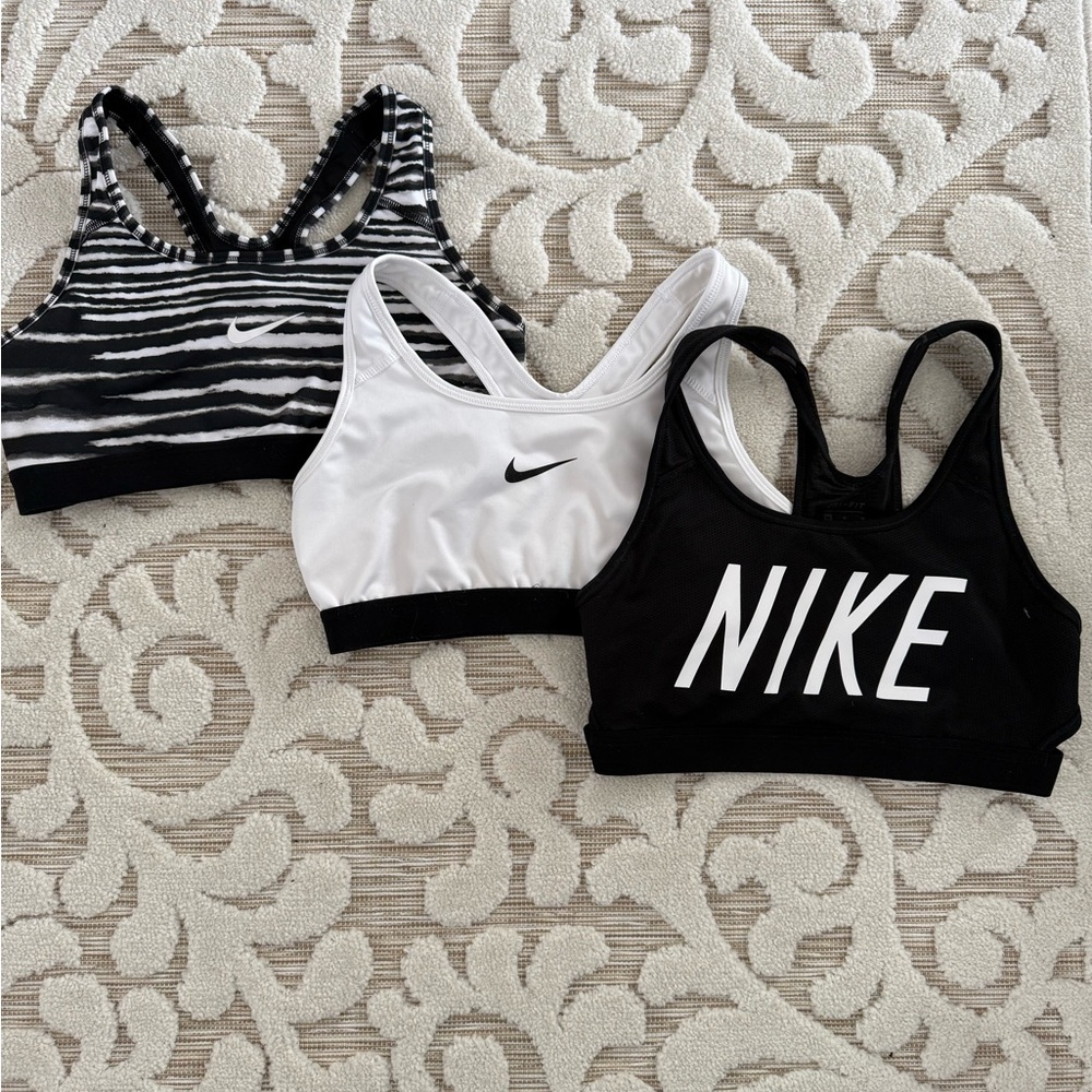 Nike Girl’s Sports Bra Trio - Black, White, Zebra
